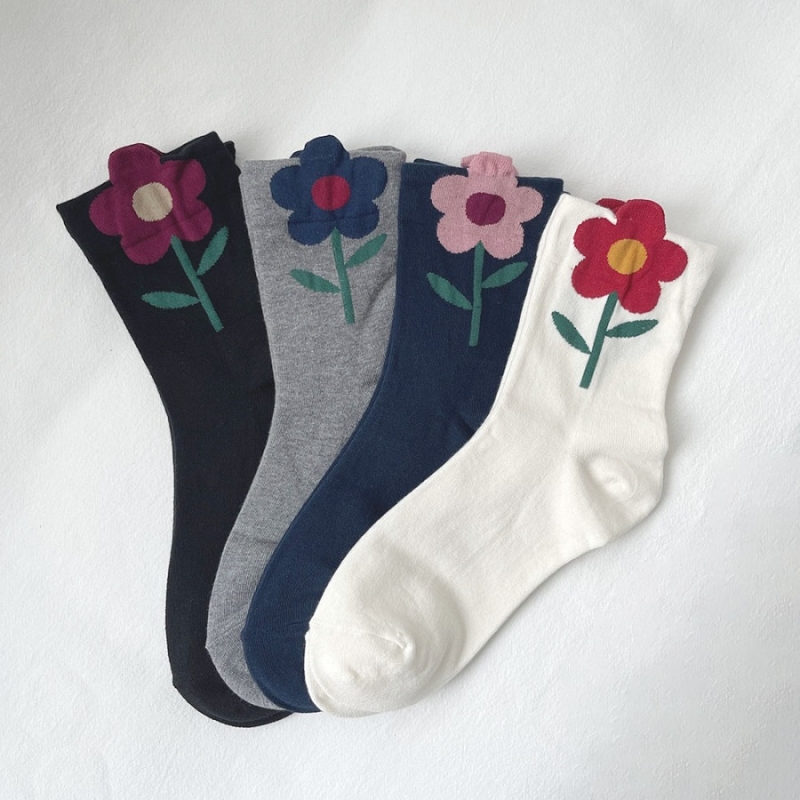 Big Flower Top Socks